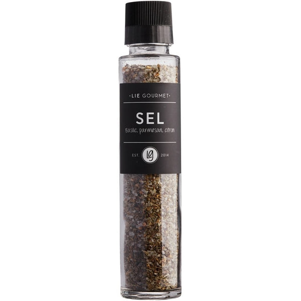 LIE GOURMET Kværn - salt/basilikum/parmesan/citron (200 g) Salt & pepper Parmesan, basil, lemon