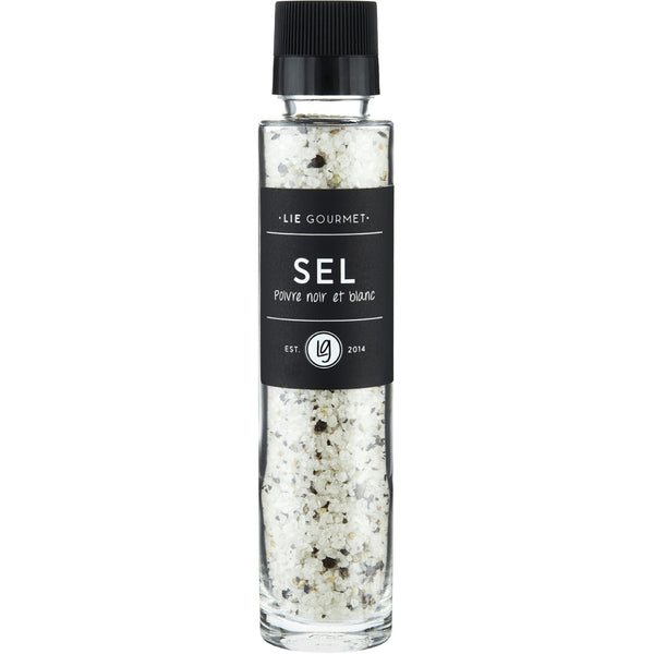 LIE GOURMET Kværn - salt/sort peber/hvid peber (220 g) Salt & pepper Salt black white pepper