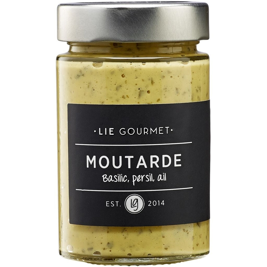 LIE GOURMET Sennep basilikum/persille/hvidløg (200 g) Mustard Basil, parsley, garlic