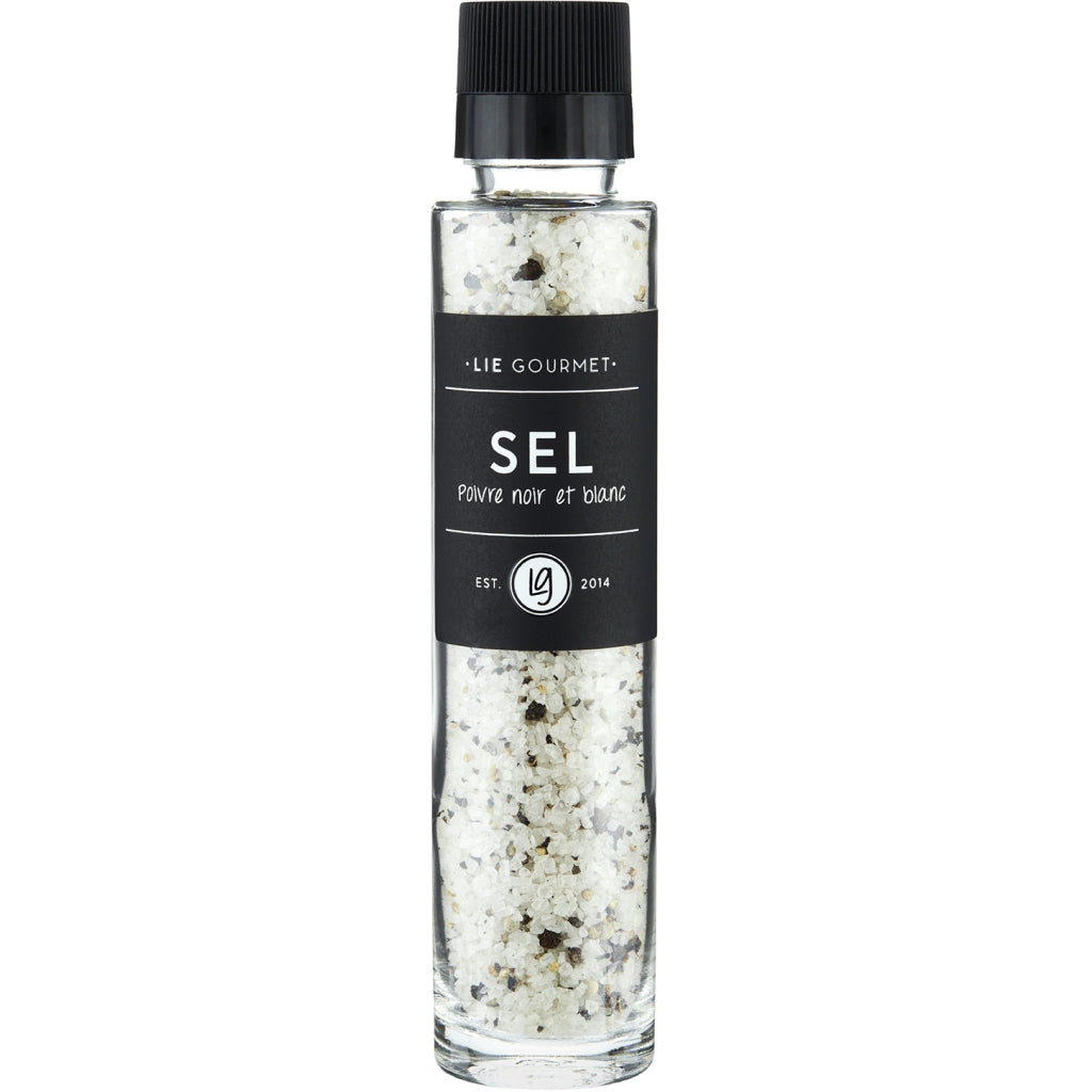 LIE GOURMET Kværn - salt/sort peber/hvid peber (220 g) Salt & pepper Salt black white pepper